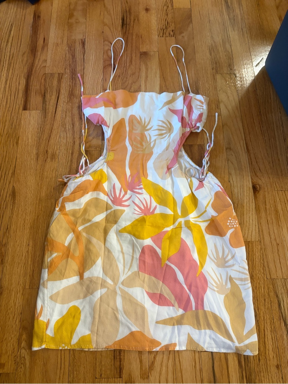 Sabo Skirt Tropical Cutout One-Piece Dress - Yellow, Pink & Orange